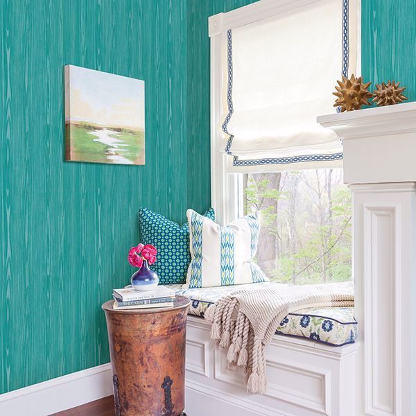 A Street Prints Illusion Aqua Faux Wood Wallpaper