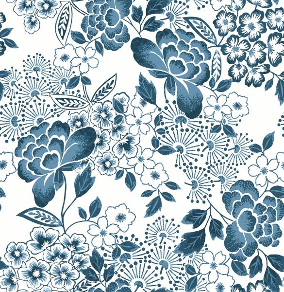 a street prints Irina Blue Floral Blooms Wallpaper