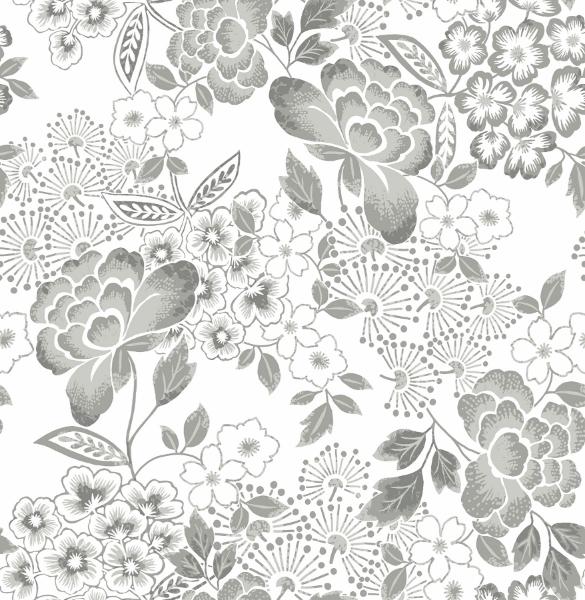 a street prints Irina Grey Floral Blooms Wallpaper