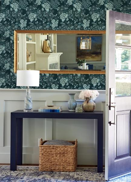 A Street Prints Irina Navy Floral Blooms Wallpaper