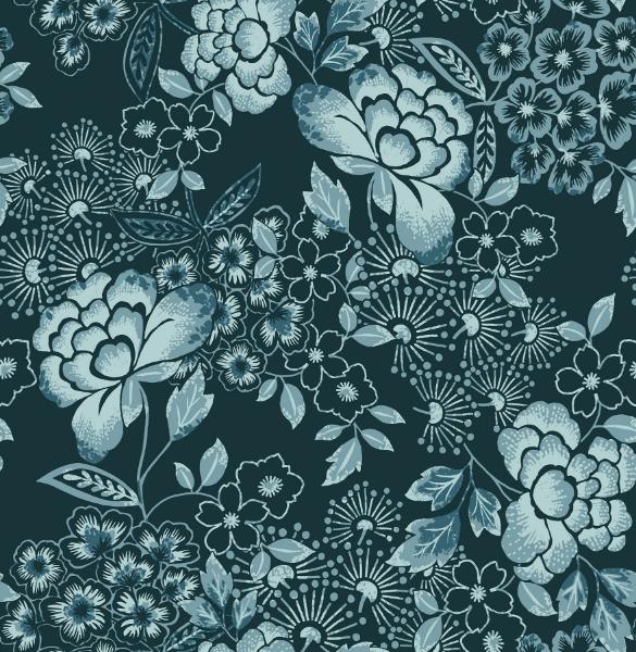 a street prints Irina Navy Floral Blooms Wallpaper