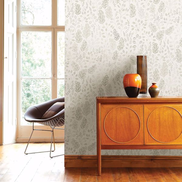 A Street Prints Isha Beige Leaf Wallpaper