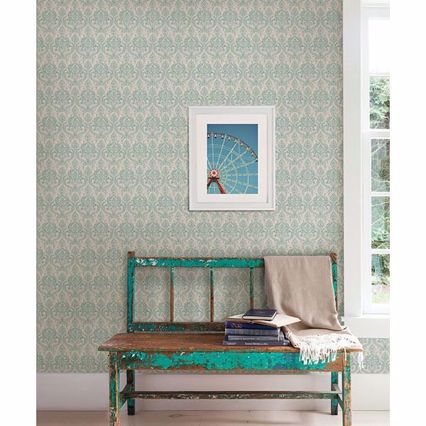 A Street Prints Isla Turquoise Petite Damask