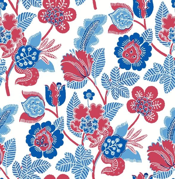 a street prints Jana Red Jacobean Wallpaper