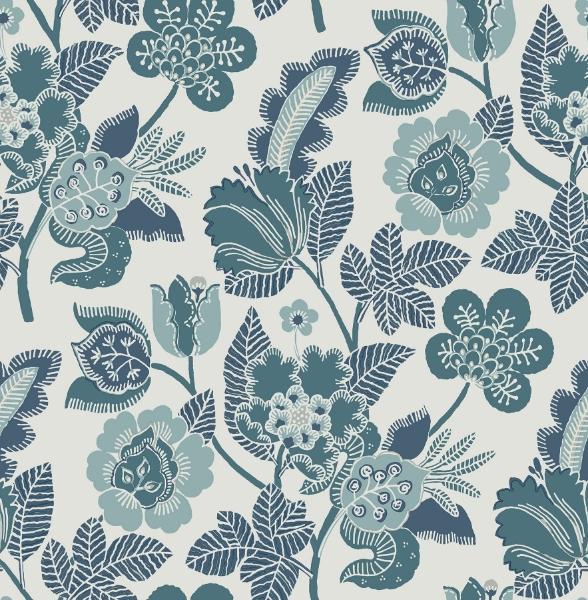 a street prints Jana Teal Jacobean Wallpaper