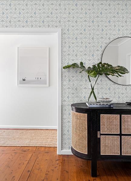 A Street Prints Jekyl Blue Triangles Wallpaper