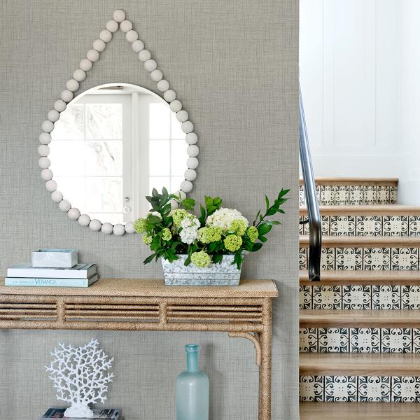 A Street Prints Jocelyn Grey Faux Fabric Wallpaper