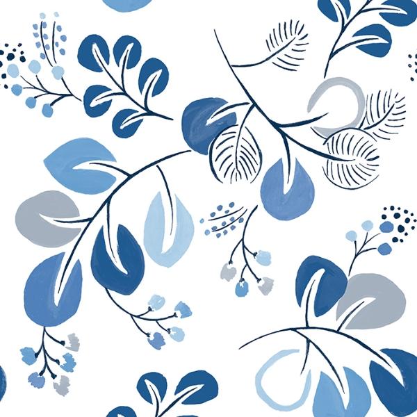 a street prints Jonah Blue Leaf Trail Wallpaper