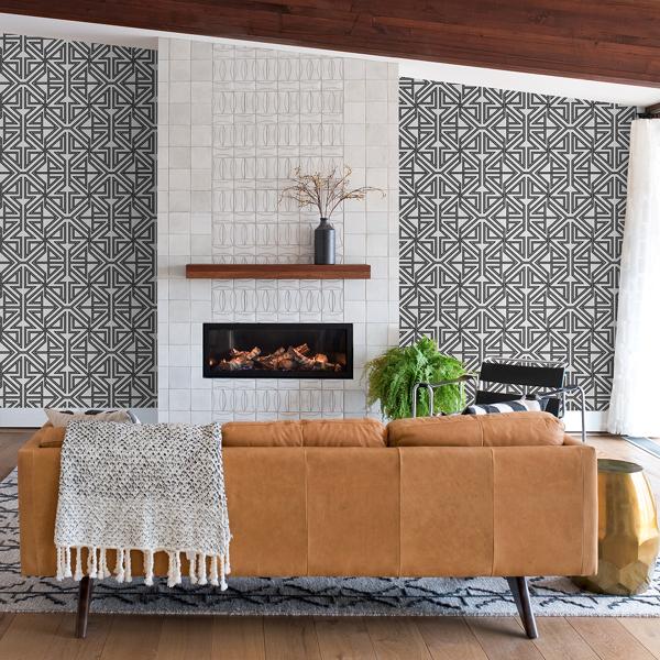 A Street Prints Kachel Black Geometric Wallpaper