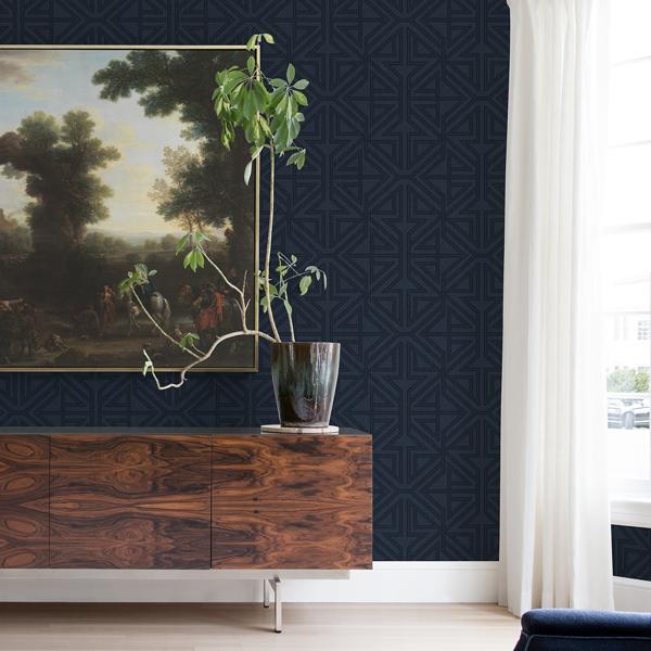 A Street Prints Kachel Indigo Geometric Wallpaper