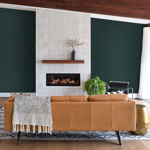 A Street Prints Kachel Teal Geometric Wallpaper