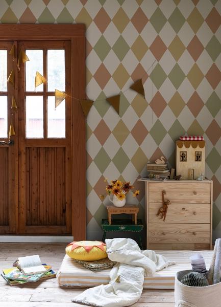 A Street Prints Kalas Mustard Diamond Wallpaper