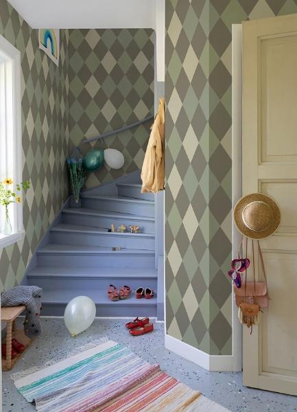 A Street Prints Kalas Olive Diamond Wallpaper