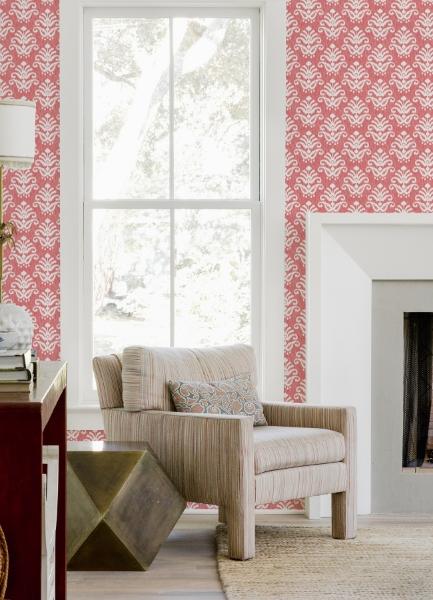 A Street Prints Keaton Coral Medallion Wallpaper