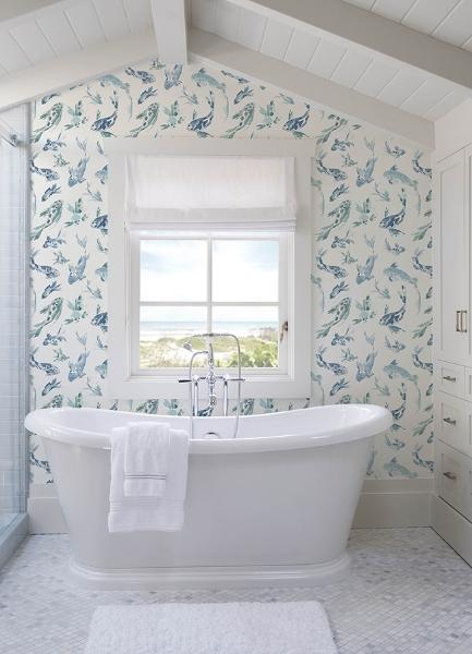 A Street Prints Koi Blue Fish Wallpaper