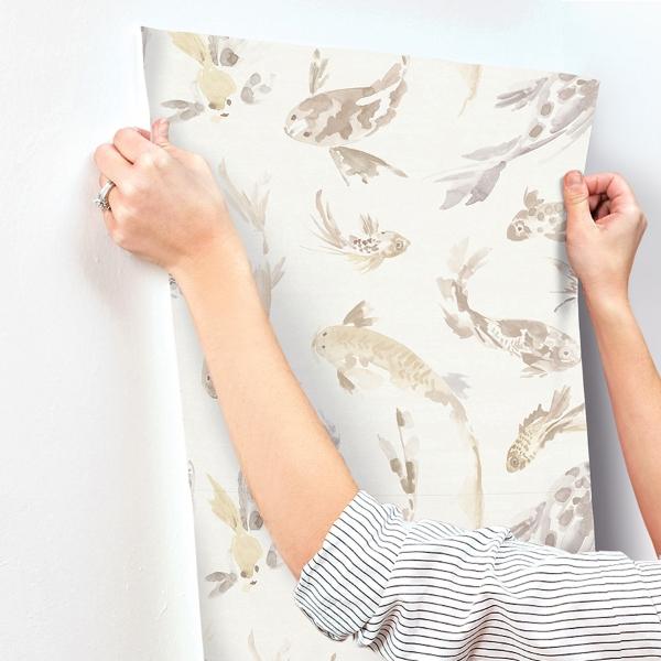 A Street Prints Koi Metallic Fish Wallpaper