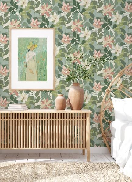 A Street Prints Koko Green Floral Wallpaper
