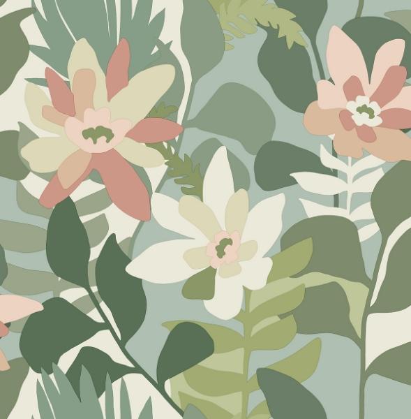 a street prints Koko Green Floral Wallpaper