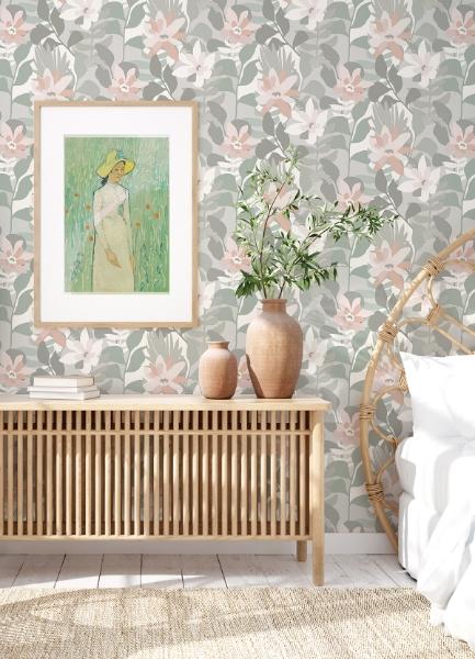 A Street Prints Koko Grey Floral Wallpaper