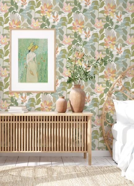 A Street Prints Koko Taupe Floral Wallpaper