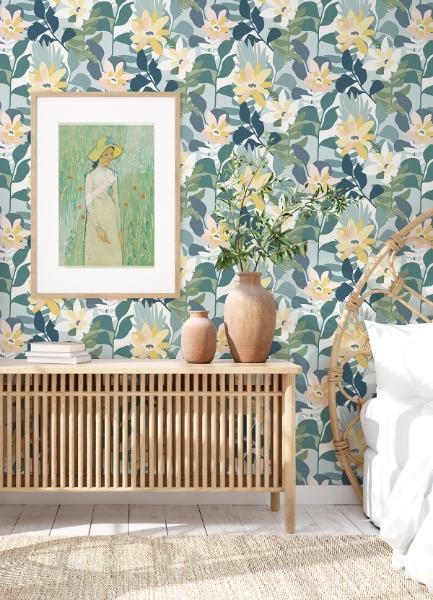 A Street Prints Koko Turquoise Floral Wallpaper