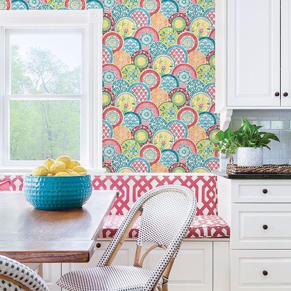 A Street Prints Laguna Coral Plate Wallpaper