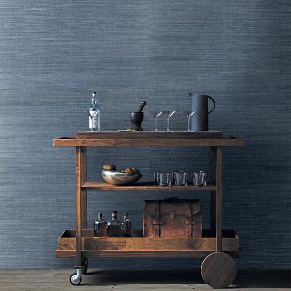 A Street Prints Lamphu Blue Grasscloth Wallpaper