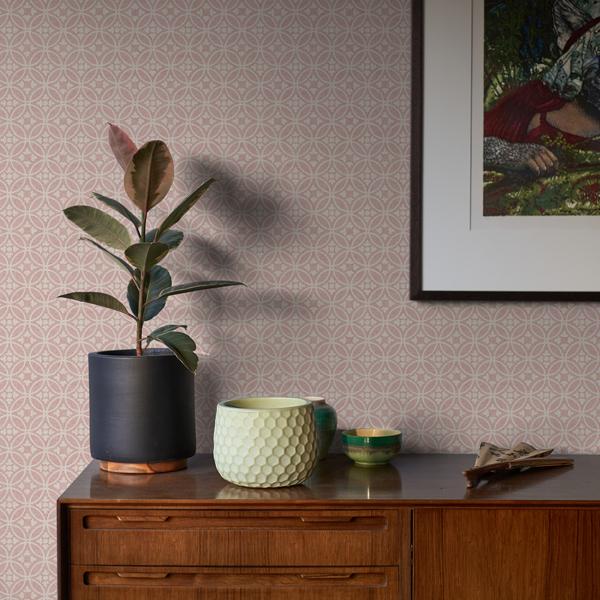 A Street Prints Larsson Pink Ogee Wallpaper