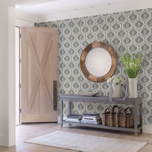 A Street Prints Laurel Grey Ogee Wallpaper