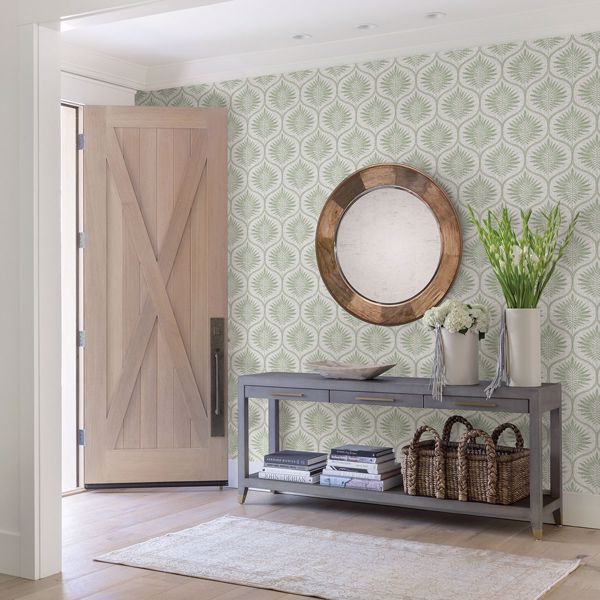 A Street Prints Laurel Light Green Ogee Wallpaper