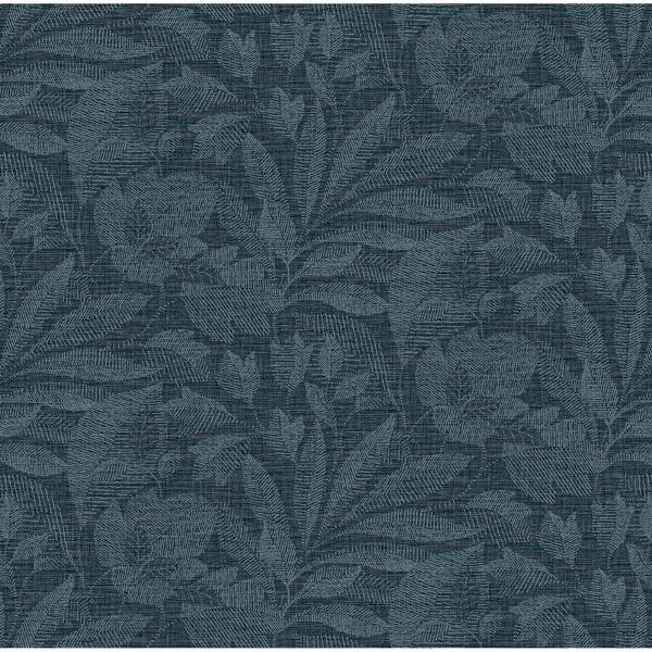 a street prints Lei Navy Etched Leaves Wallpaper