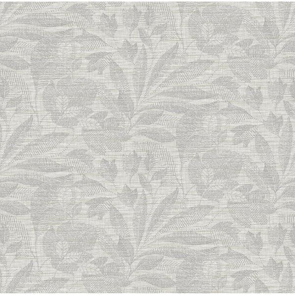 a street prints Lei Silver Etched Leaves Wallpaper