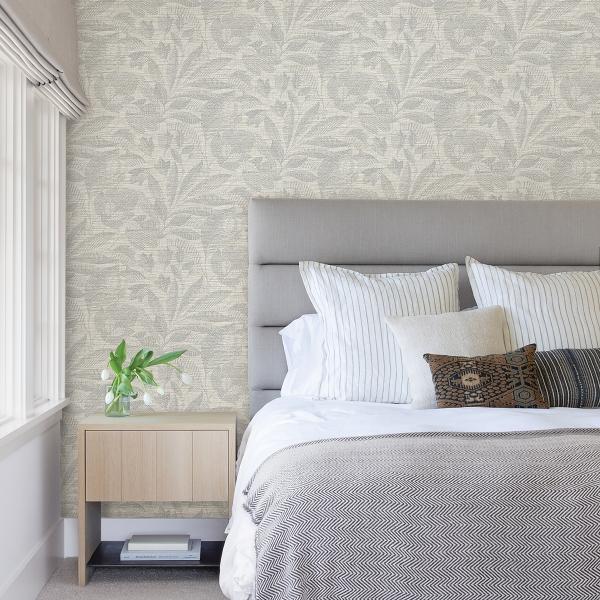A Street Prints Lei Silver Leaf Wallpaper