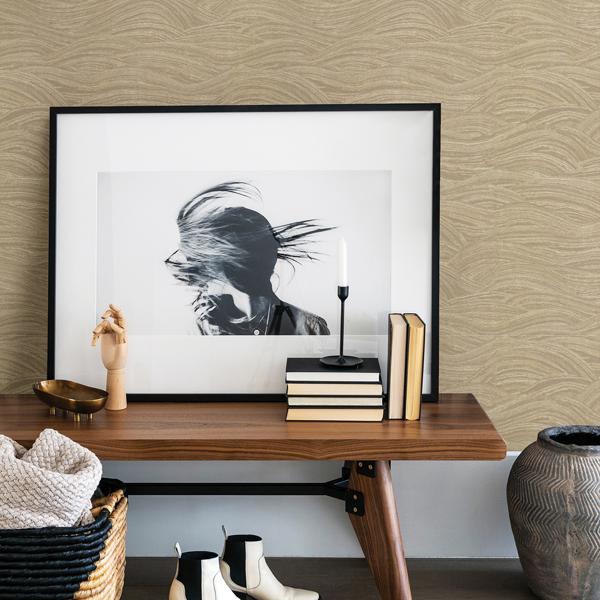A Street Prints Leith Gold Zen Waves Wallpaper