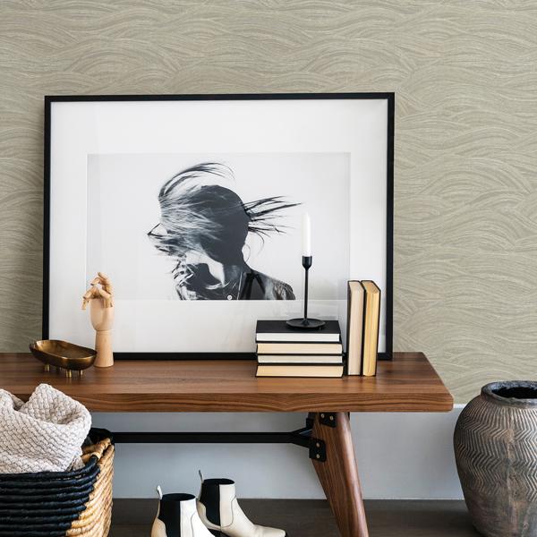 A Street Prints Leith Taupe Zen Waves Wallpaper