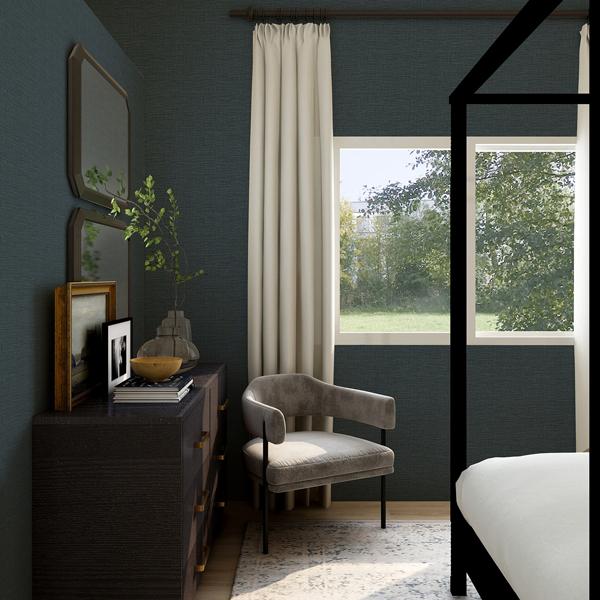 A Street Prints Lela Navy Faux Linen Wallpaper