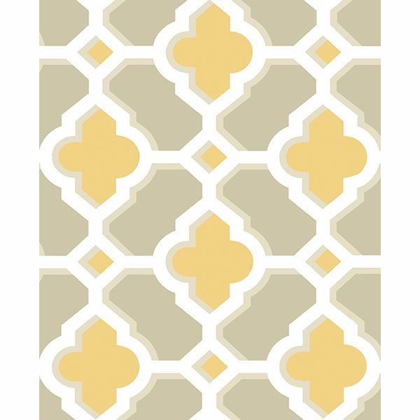 a street prints Lido Mustard Quatrefoil Wallpaper