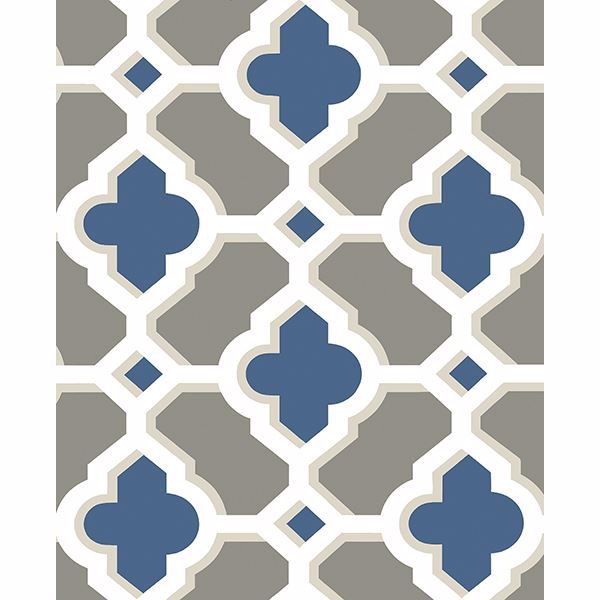 a street prints Lido Navy Quatrefoil Wallpaper