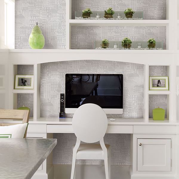 A Street Prints Limelight Grey City Wallpaper