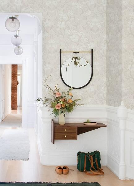 A Street Prints Lisa Grey Floral Damask Wallpaper