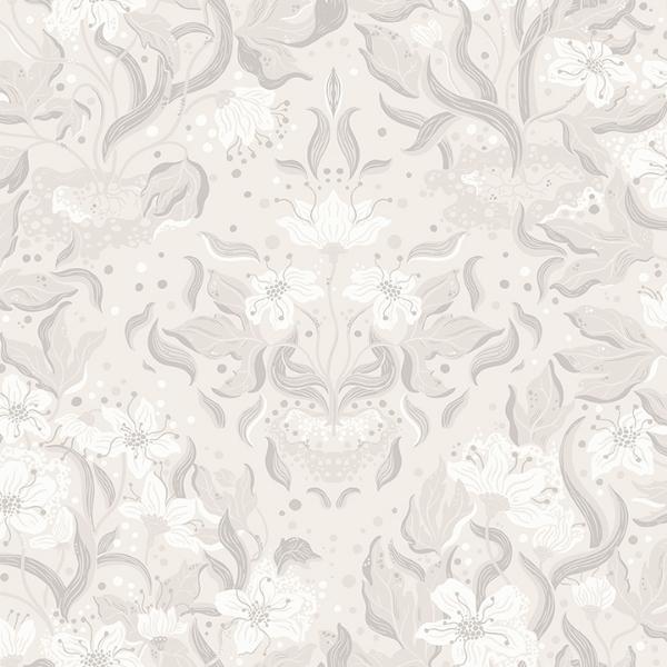 a street prints Lisa Grey Floral Damask Wallpaper