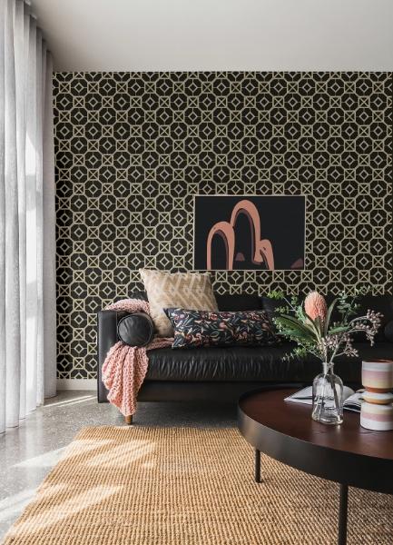 A Street Prints Livia Black Trellis Wallpaper