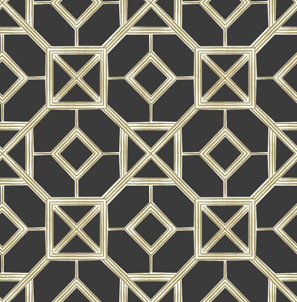 a street prints Livia Black Trellis Wallpaper