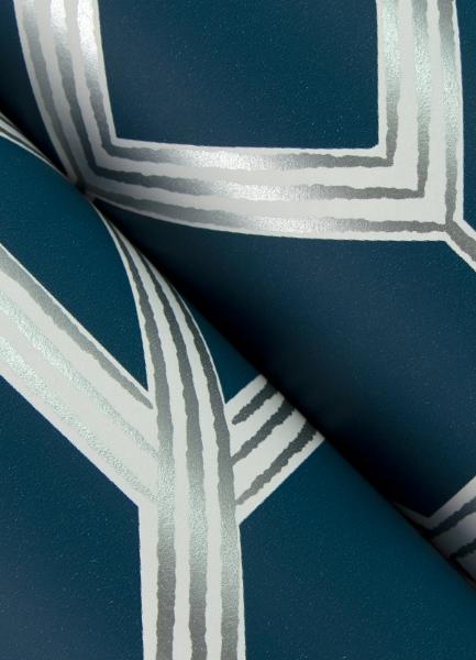 A Street Prints Livia Dark Blue Trellis Wallpaper