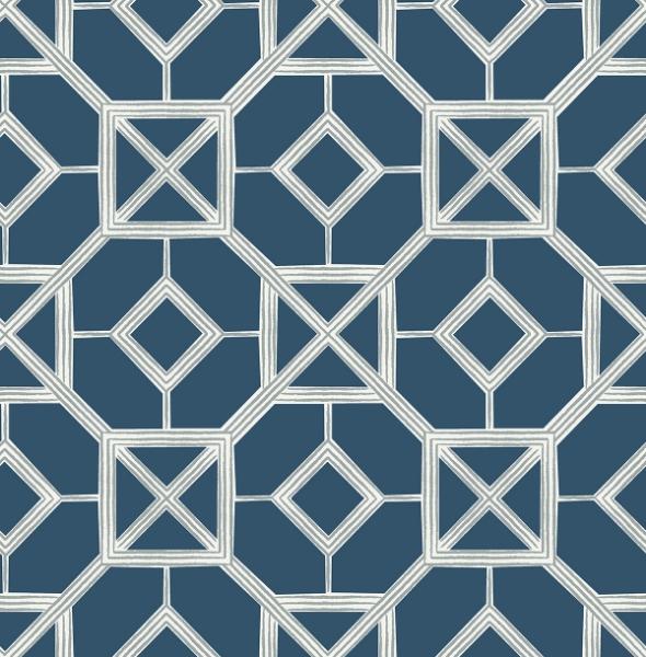a street prints Livia Dark Blue Trellis Wallpaper