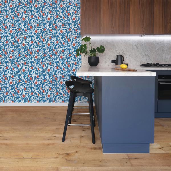 A Street Prints Loretto Blue Citrus Wallpaper
