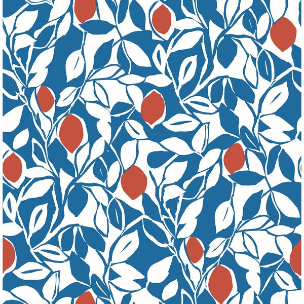 a street prints Loretto Blue Citrus Wallpaper
