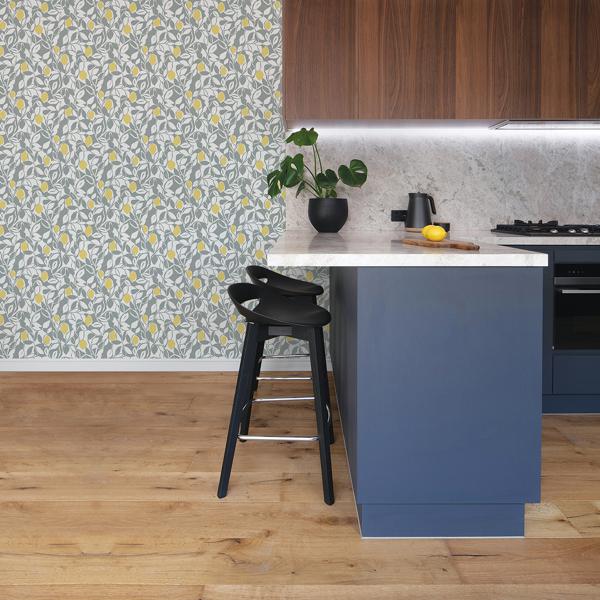 A Street Prints Loretto Grey Citrus Wallpaper
