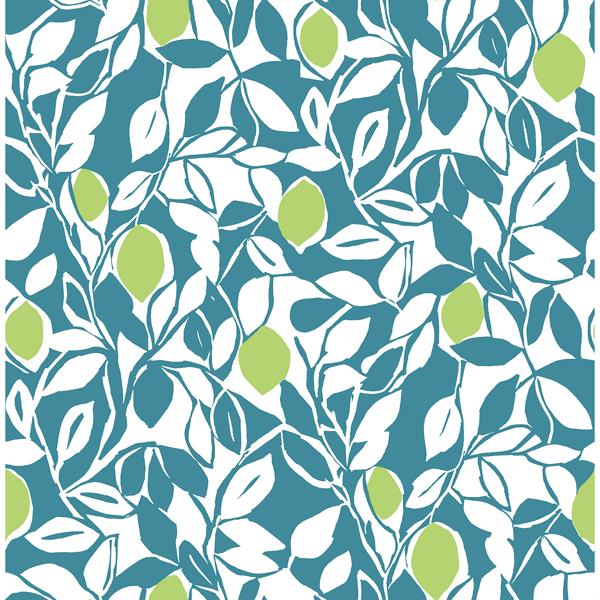 a street prints Loretto Teal Citrus Wallpaper