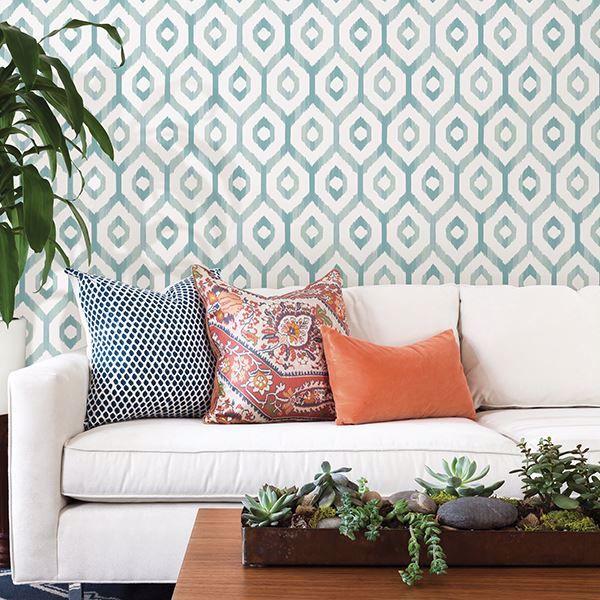 A Street Prints Lucia Teal Diamond Wallpaper
